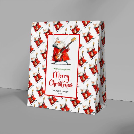 Playful funny Santa minimalist festive gift bag  Medium Cadeauzakje