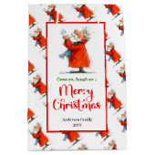 Playful funny Santa modern watercolor Christmas Medium Cadeauzakje (Voorkant)