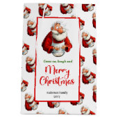 Playful funny Santa soft watercolor Christmas bag Medium Cadeauzakje (Achterkant)