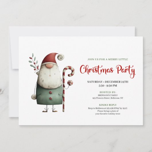 Playful Funny Santa Watercolor Holiday Celebration Kaart (Voorkant)