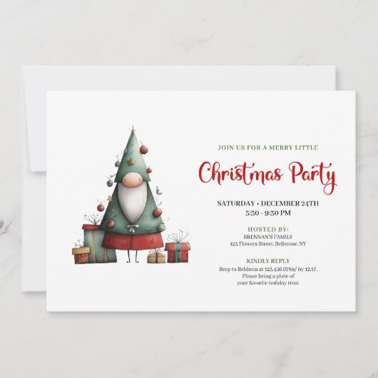Playful Funny Santa Watercolor Party Invite Kaart (Voorkant)