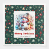 Playful funny snowman with snowflakes kids napkins servet (Voorkant)