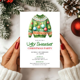 Playful Funny Ugly Sweater Holiday Invite Kaart