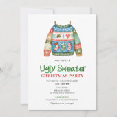 Playful Funny Ugly Sweater Xmas Invite Kaart (Voorkant)