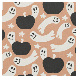 Playful Ghosts and Pumpkins on Black – Halloween Stof