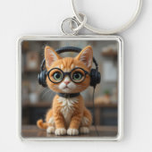 Playful Ginger Cat Sleutelhanger (Voorkant)