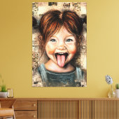 Playful Girl Funny Canvas Print (Insitu (Woonkamer))