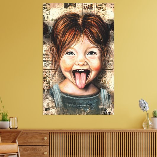 Playful Girl Funny Canvas Print (Insitu (Woonkamer))