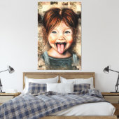 Playful Girl Funny Canvas Print (Insitu (Slaapkamer))