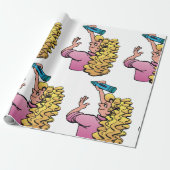 Playful Girl with Crayon Cadeaupapier (Uitgerold)