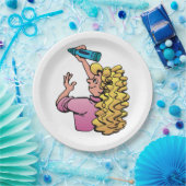 Playful Girl with Crayon Papieren Bordje (Feest)