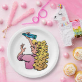 Playful Girl with Crayon Papieren Bordje (Feest)