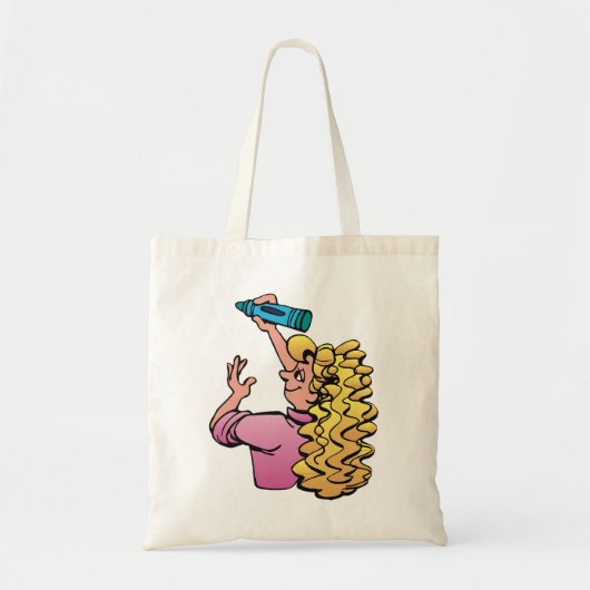 Playful Girl with Crayon Tote Bag (Voorkant)