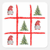 Playful Gnome Christmas Tic Tac Toe Card Vierkante Sticker (Voorkant)
