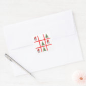 Playful Gnome Christmas Tic Tac Toe Card Vierkante Sticker (Envelop)