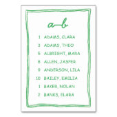 Playful Gre Doodle Alphabet Seating Chart Kaart (Voorkant)