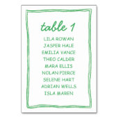 Playful Green Doodle Number Seating Chart Kaart (Voorkant)