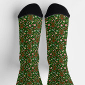 Playful Green Festive Gingerbread Candy Pattern Sokken (Top)