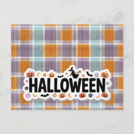 Playful Halloween Plaid Briefkaart