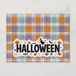 Playful Halloween Plaid Briefkaart