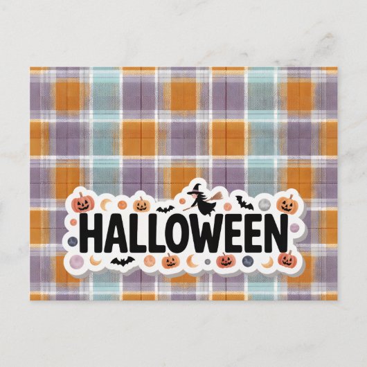 Playful Halloween Plaid Briefkaart (Voorkant)
