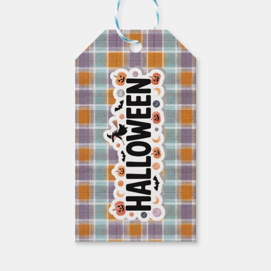 Playful Halloween Plaid Cadeaulabel (Voorkant)