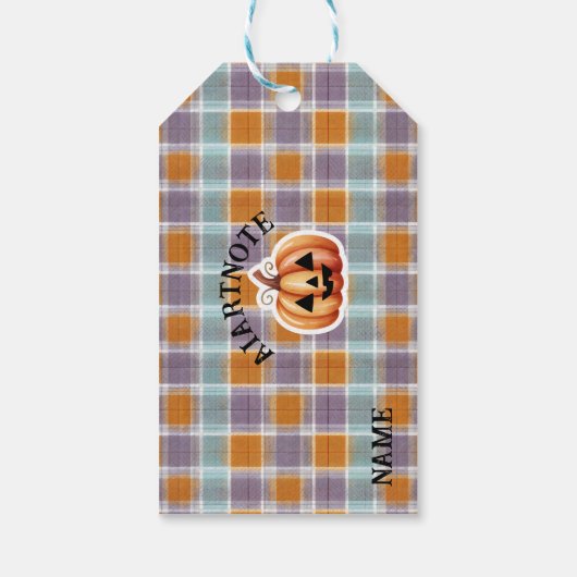 Playful Halloween Plaid Cadeaulabel (Achterkant)