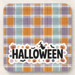 Playful Halloween Plaid Hard Bier Onderzetter