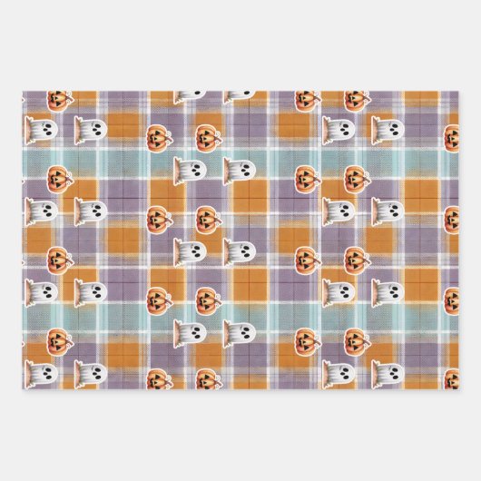 Playful Halloween Plaid Inpakpapier Vel (Voorkant 2)