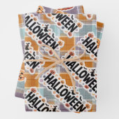Playful Halloween Plaid Inpakpapier Vel (In situ)