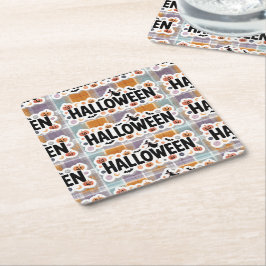 Playful Halloween Plaid Kartonnen Onderzetters