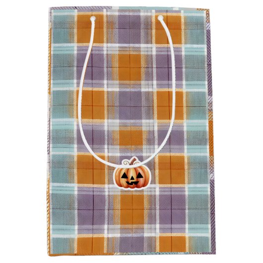 Playful Halloween Plaid Medium Cadeauzakje (Voorkant)