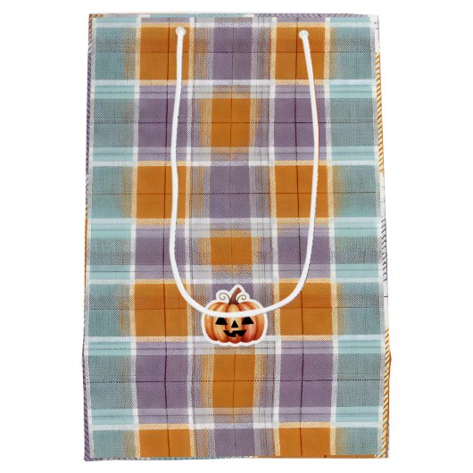 Playful Halloween Plaid Medium Cadeauzakje (Achterkant)