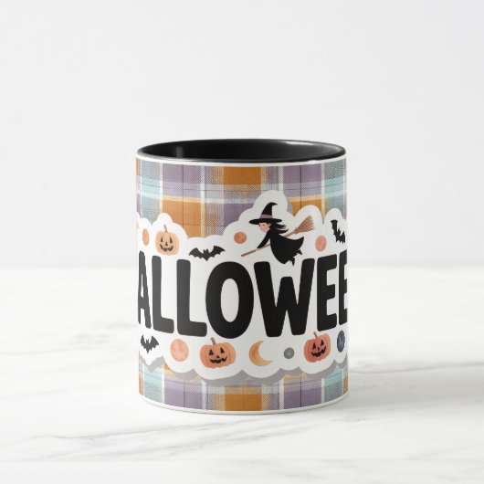 Playful Halloween Plaid Mok (Midden)