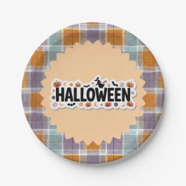 Playful Halloween Plaid Papieren Bordje