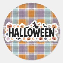 Playful Halloween Plaid Ronde Sticker