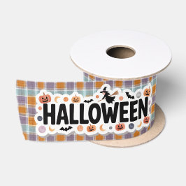 Playful Halloween Plaid Satijnen Lint