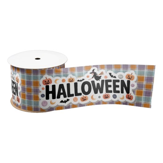Playful Halloween Plaid Satijnen Lint (Spoel)