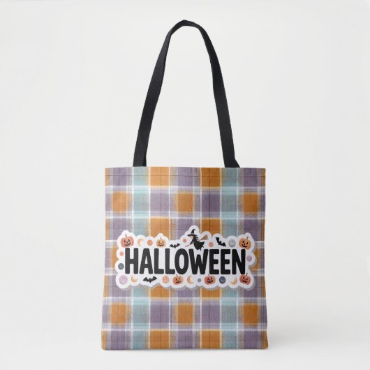 Playful Halloween Plaid Tote Bag (Voorkant)