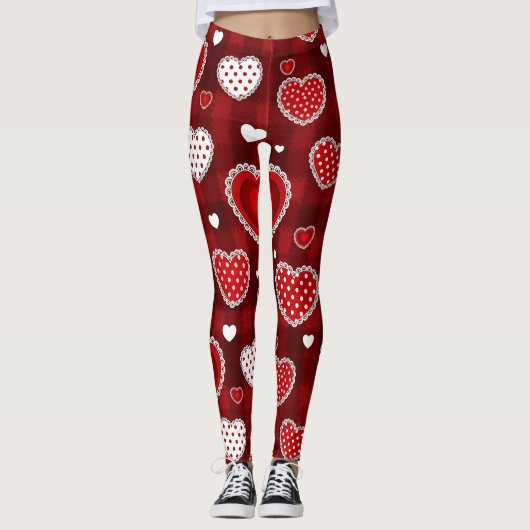 Playful Hand-Drawn Valentine Hearts Pattern (10) Leggings (Voorkant)