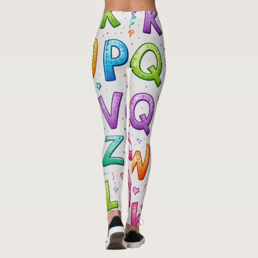 Playful Handwritten Alphabet Pattern Leggings (Achterkant)