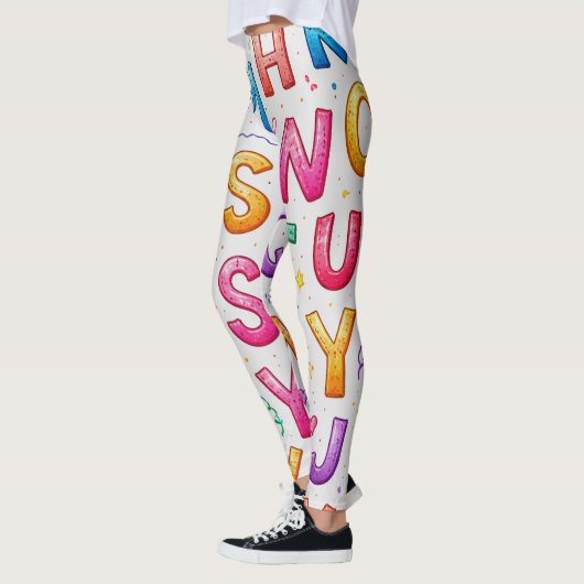 Playful Handwritten Alphabet Pattern Leggings (Links)