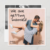 Playful Handwritten Cute Photo Casual Fun Square Save The Date (Voorkant / Achterkant)