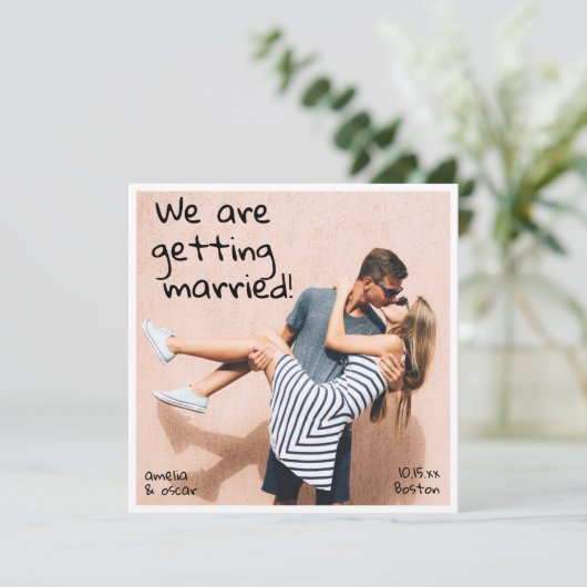 Playful Handwritten Cute Photo Casual Fun Square Save The Date (Staand voorkant)