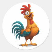 Playful Happy Rooster Sticker (Voorkant)