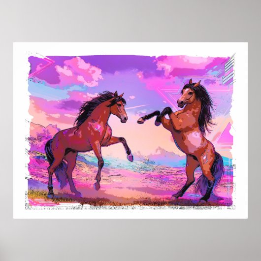 Playful Hello - Two Stallions Greeting Each Other Poster (Voorkant)