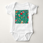 Playful Holiday Treats Baby Outfit – Hand-Drawn Romper (Voorkant)