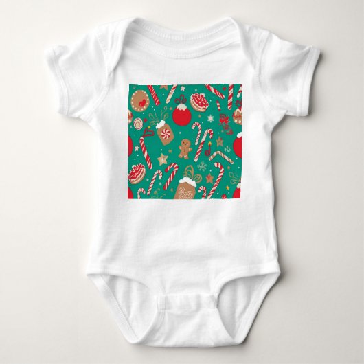 Playful Holiday Treats Baby Outfit – Hand-Drawn Romper (Voorkant)