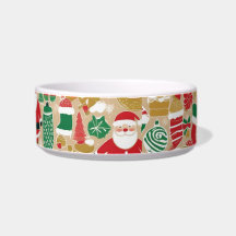 Playful Holiday Treats Cat Bowl – Festive Santas