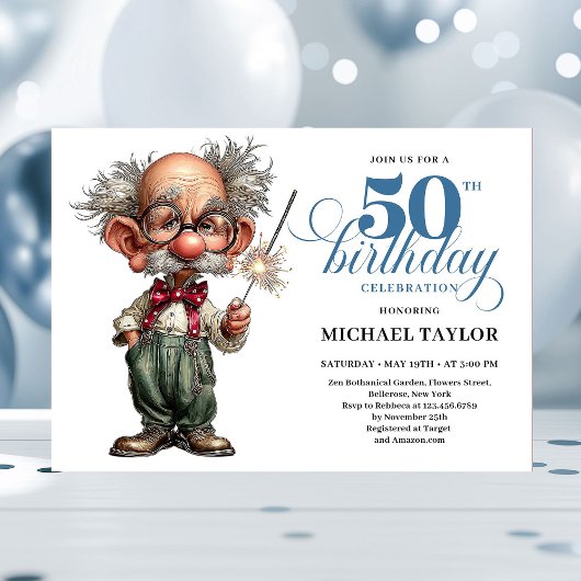 Playful Humor For Him 50th Birthday Party Invite Kaart